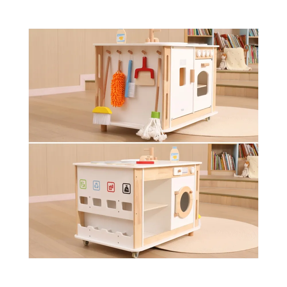 VIGA Centrum Domowe 3w1 z Akcesoriami – Nauka i Zabawa dla Dzieci