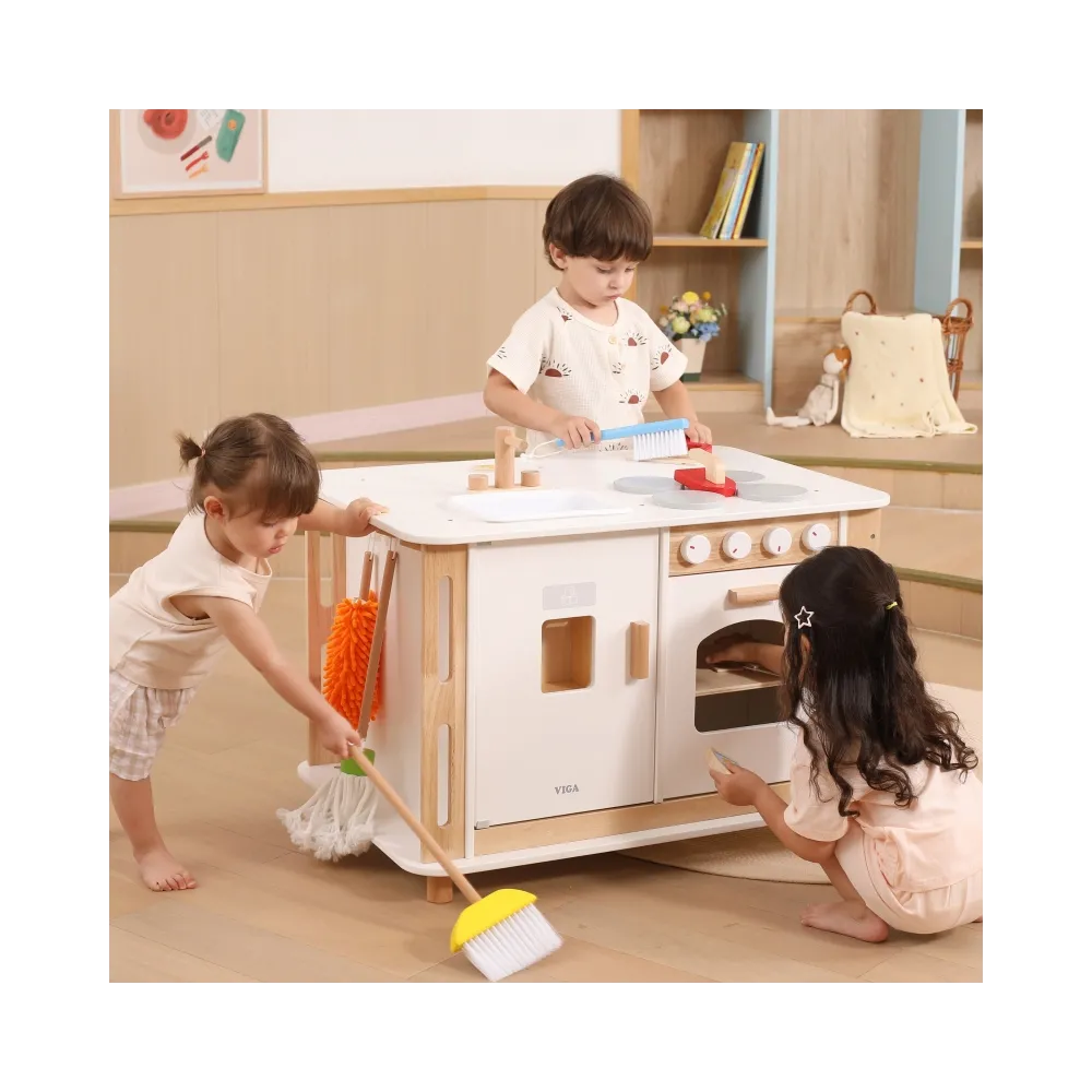 VIGA Centrum Domowe 3w1 z Akcesoriami – Nauka i Zabawa dla Dzieci