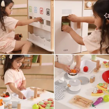 VIGA Centrum Domowe 3w1 z Akcesoriami – Nauka i Zabawa dla Dzieci