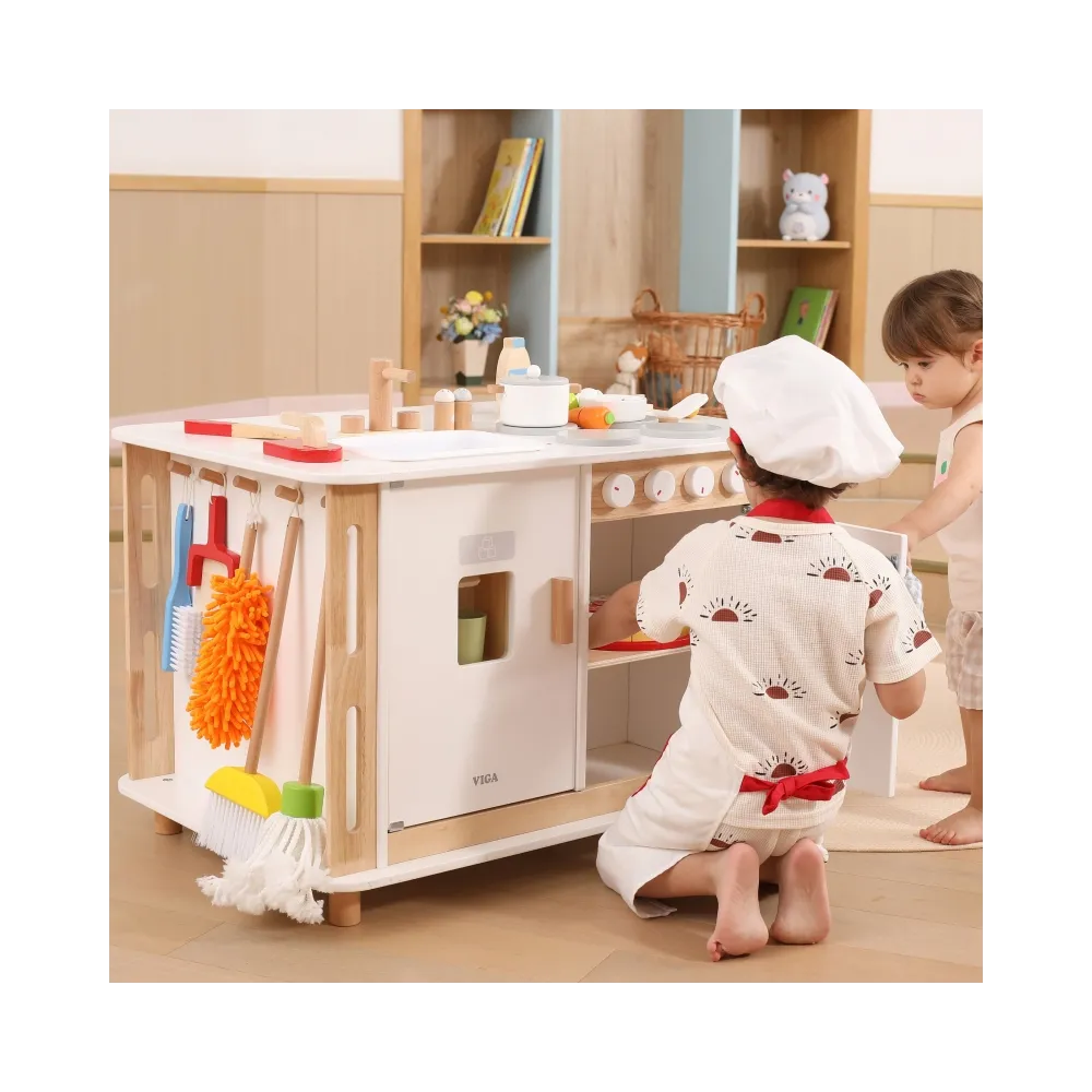 VIGA Centrum Domowe 3w1 z Akcesoriami – Nauka i Zabawa dla Dzieci