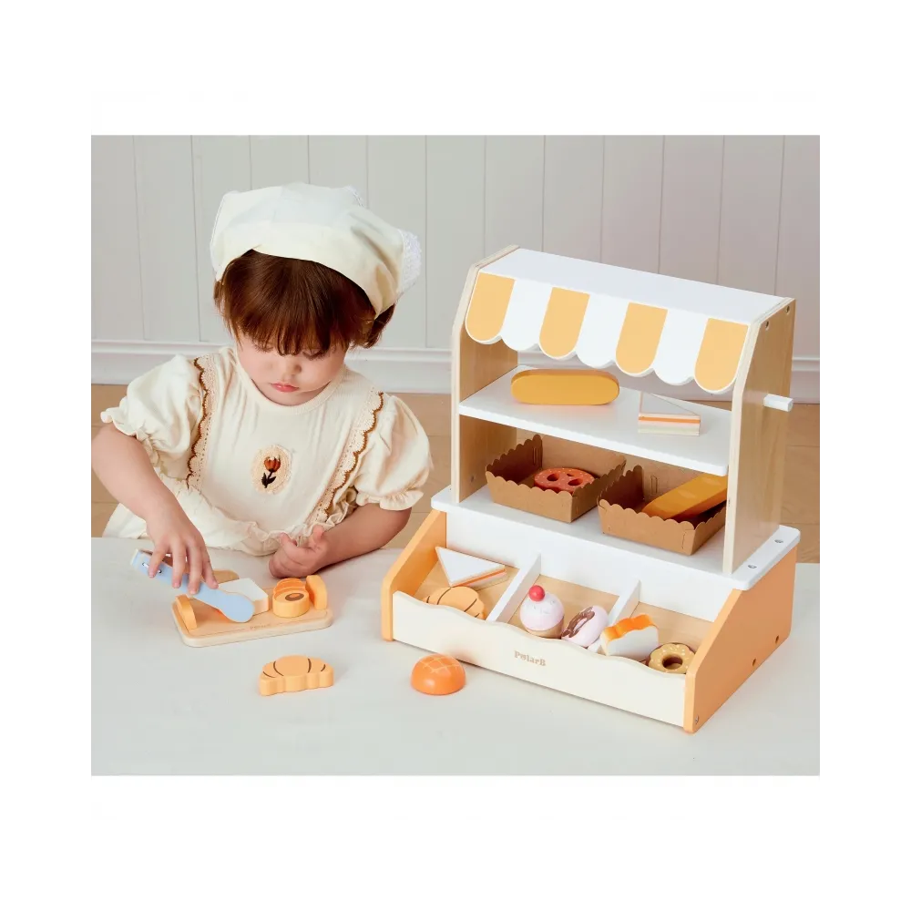 VIGA Drewniana Mini Piekarnia Sklepik Stragan z Wypiekami 16el.