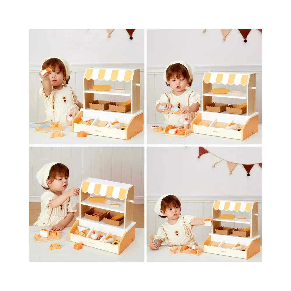 VIGA Drewniana Mini Piekarnia Sklepik Stragan z Wypiekami 16el.