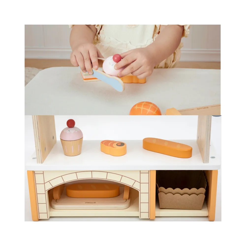 VIGA Drewniana Mini Piekarnia Sklepik Stragan z Wypiekami 16el.