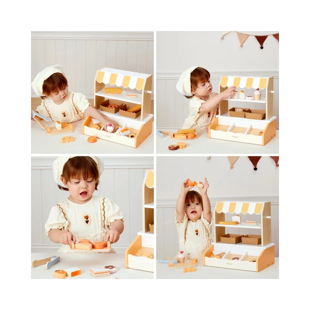 VIGA Drewniana Mini Piekarnia Sklepik Stragan z Wypiekami 16el.