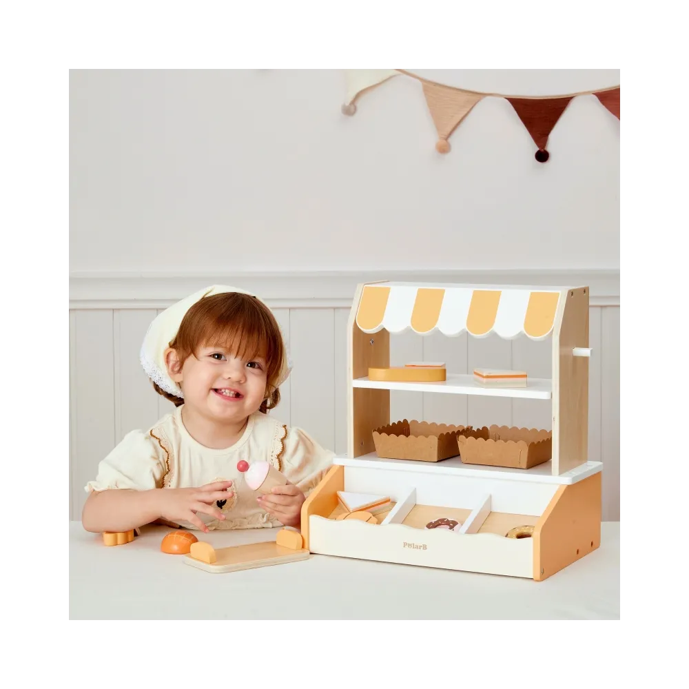 VIGA Drewniana Mini Piekarnia Sklepik Stragan z Wypiekami 16el.