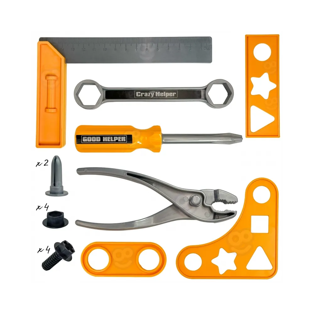 WOOPIE Zestaw Narzędzi Małego Majsterkowicza Gogle Kask Młot Pneumatyczny 21el.
