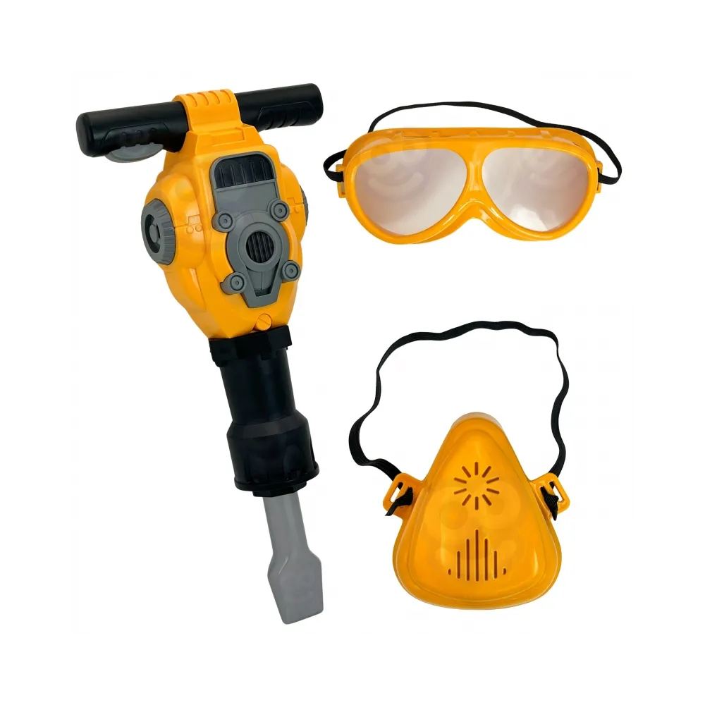 WOOPIE Zestaw Narzędzi Małego Majsterkowicza Gogle Kask Młot Pneumatyczny 21el.