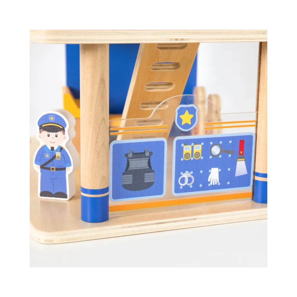 VIGA Drewniany Komisariat Policji Radiowóz 3 poziomy 14 el