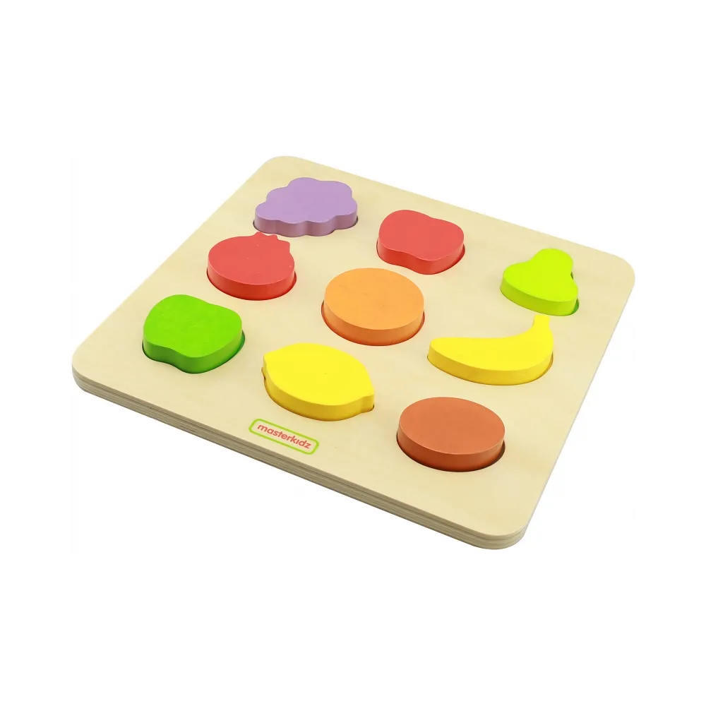 MASTERKIDZ Drewniany Sorter Kształtów Kolorowe Owoce Montessori