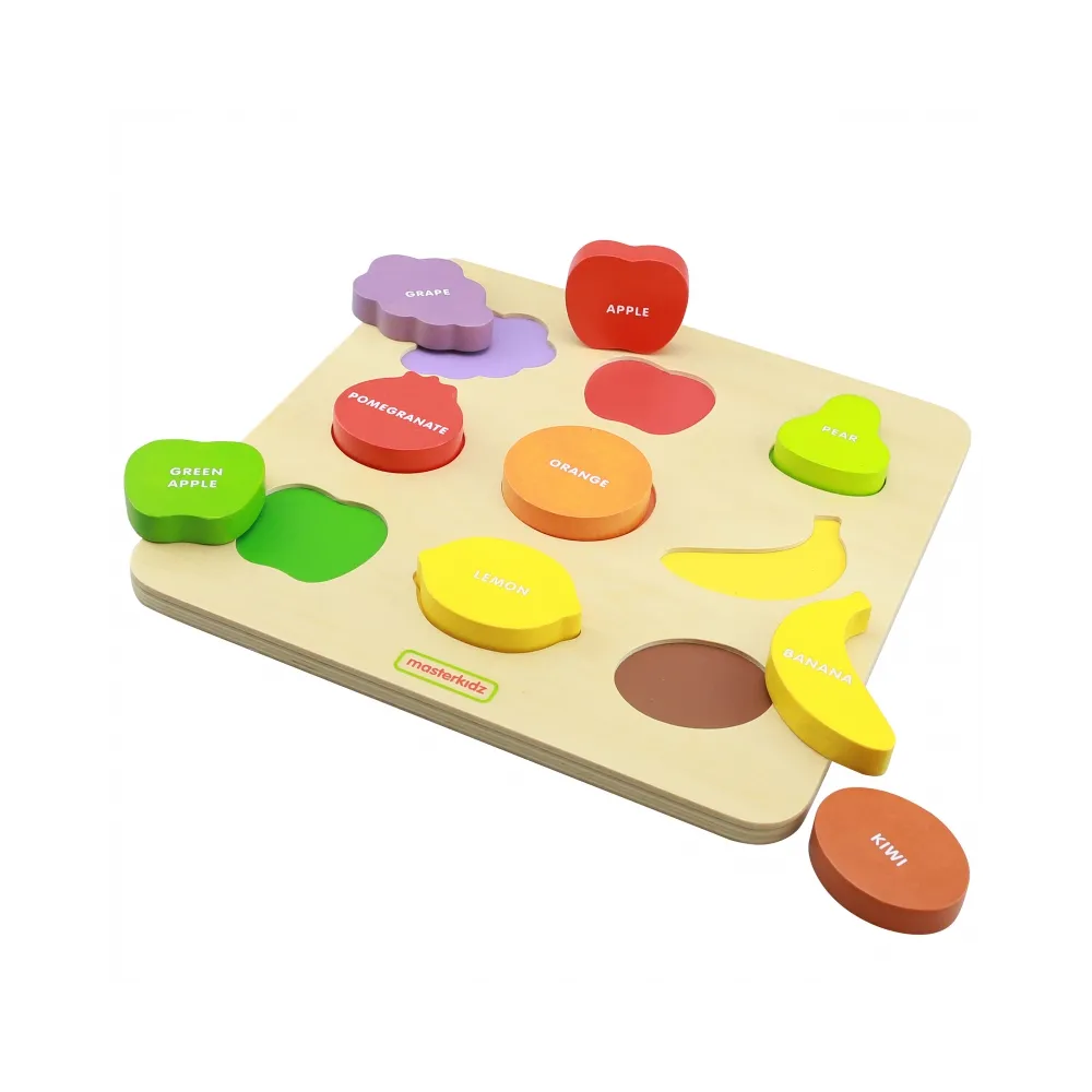 MASTERKIDZ Drewniany Sorter Kształtów Kolorowe Owoce Montessori