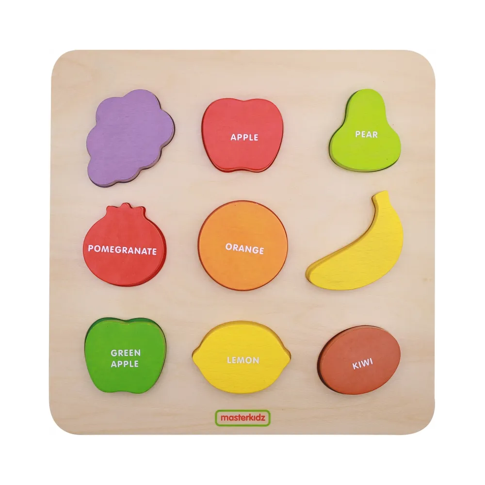MASTERKIDZ Drewniany Sorter Kształtów Kolorowe Owoce Montessori