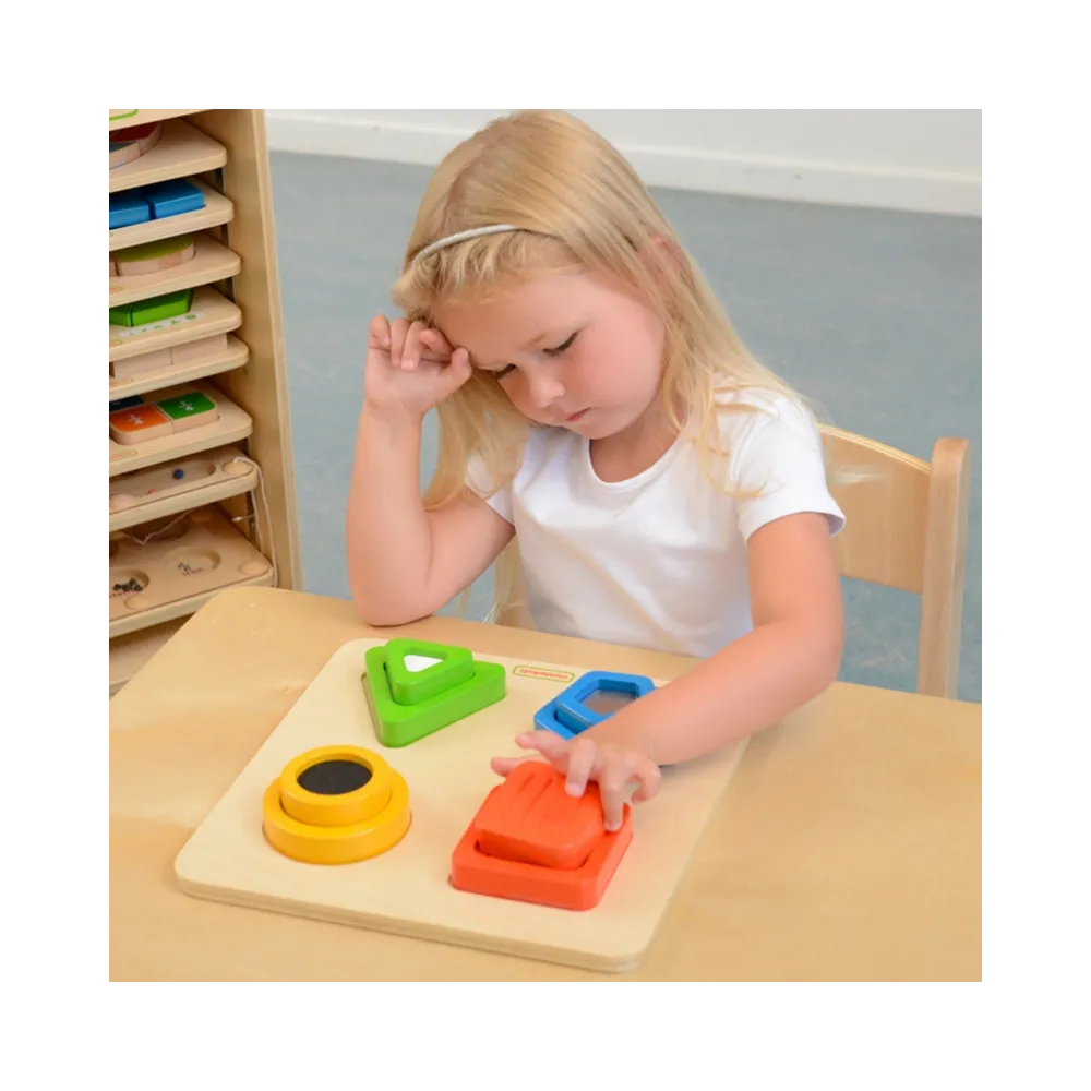 MASTERKIDZ Drewniany Sorter Kształtów Materiałów Faktury Powierzchni Montessori