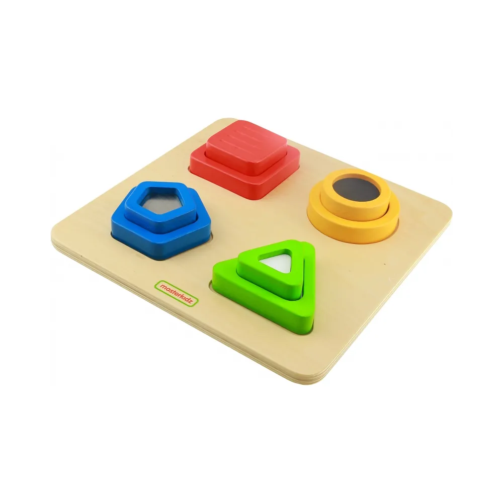 MASTERKIDZ Drewniany Sorter Kształtów Materiałów Faktury Powierzchni Montessori