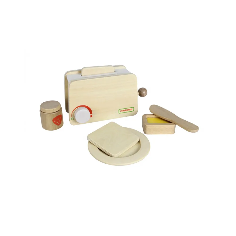 MASTERKIDZ Drewniany Toster + Masło Kromka Nóż Talerz Dżem