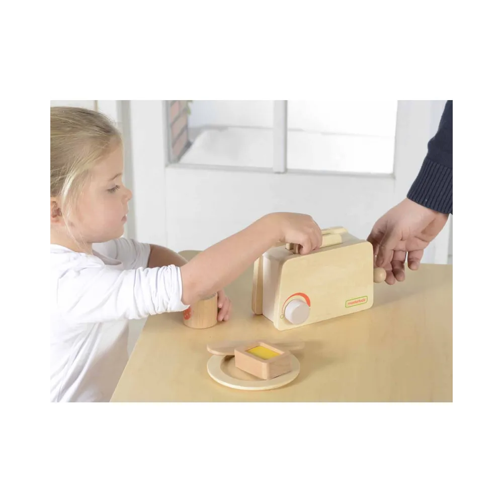 MASTERKIDZ Drewniany Toster + Masło Kromka Nóż Talerz Dżem