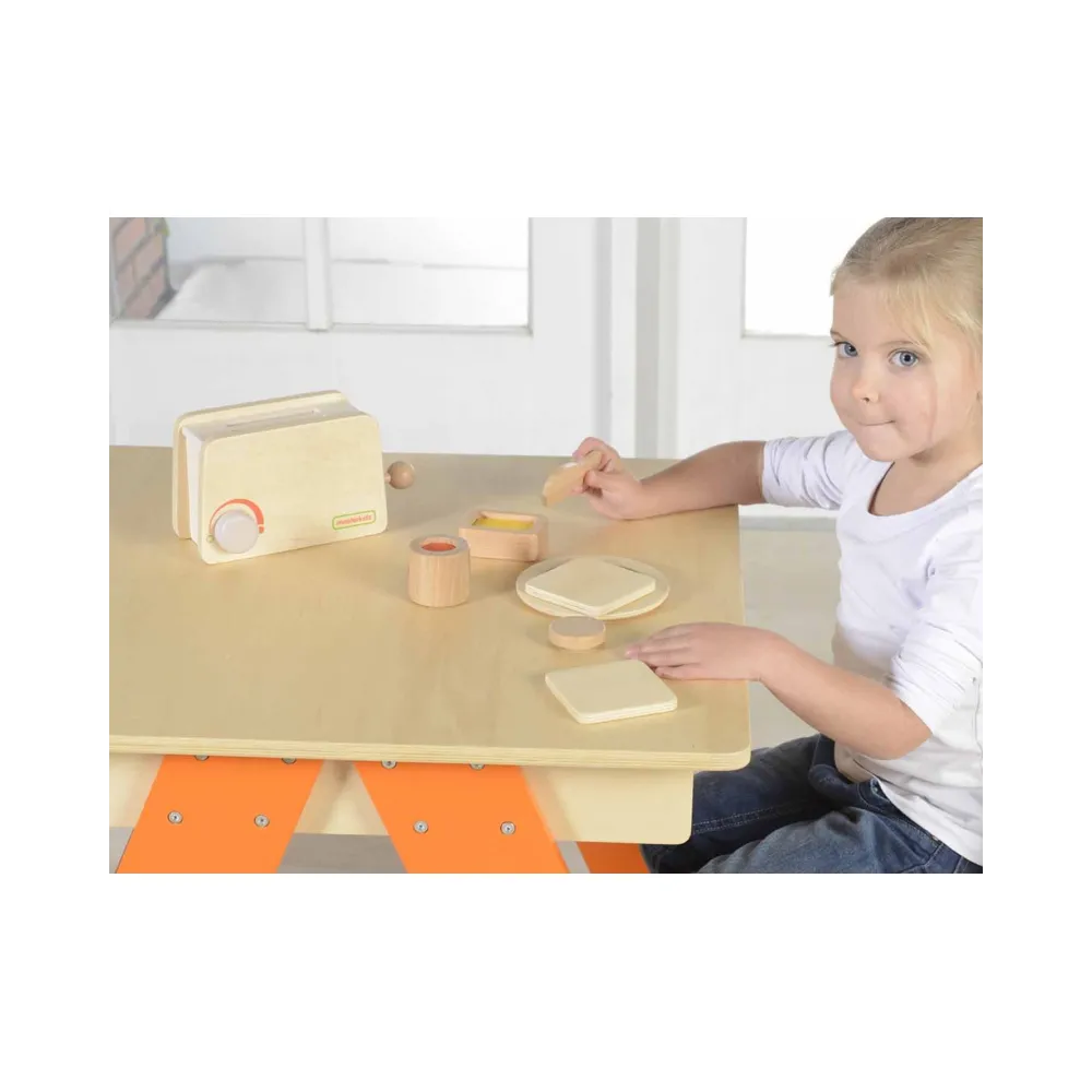 MASTERKIDZ Drewniany Toster + Masło Kromka Nóż Talerz Dżem