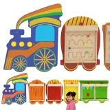 System montażu tablic Masterkidz Flex w kształcie pociągu na ścianie