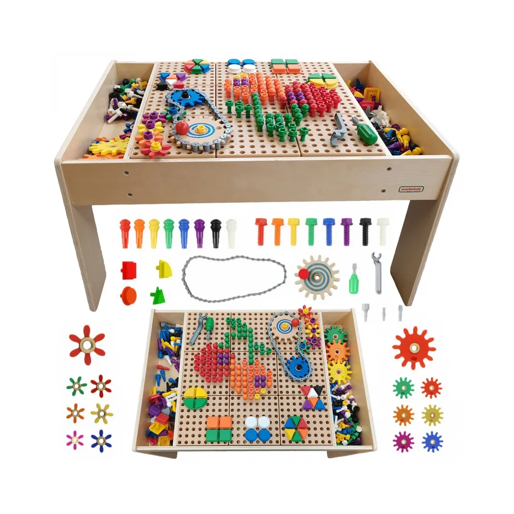 MASTERKIDZ Drewniany Stół Edukacyjny + AKCESORIA STEM WALL