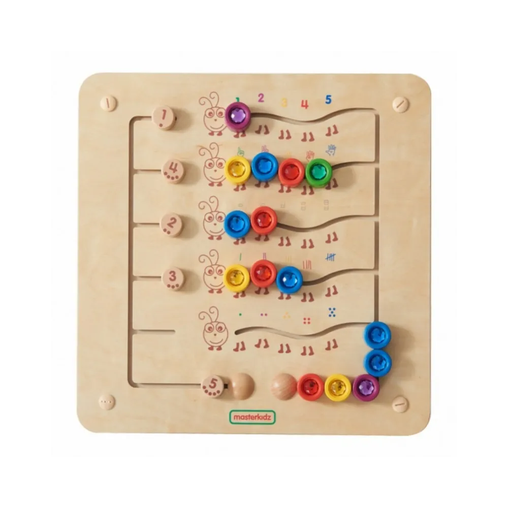 MASTERKIDZ Kolorowe Gąsieniczki Nauka Liczb i Ilości - Tablica Ścienna Edukacyjna Montessori