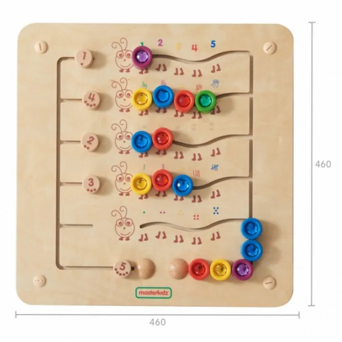 Edukacyjna tablica Montessori z licznymi gąsienicami