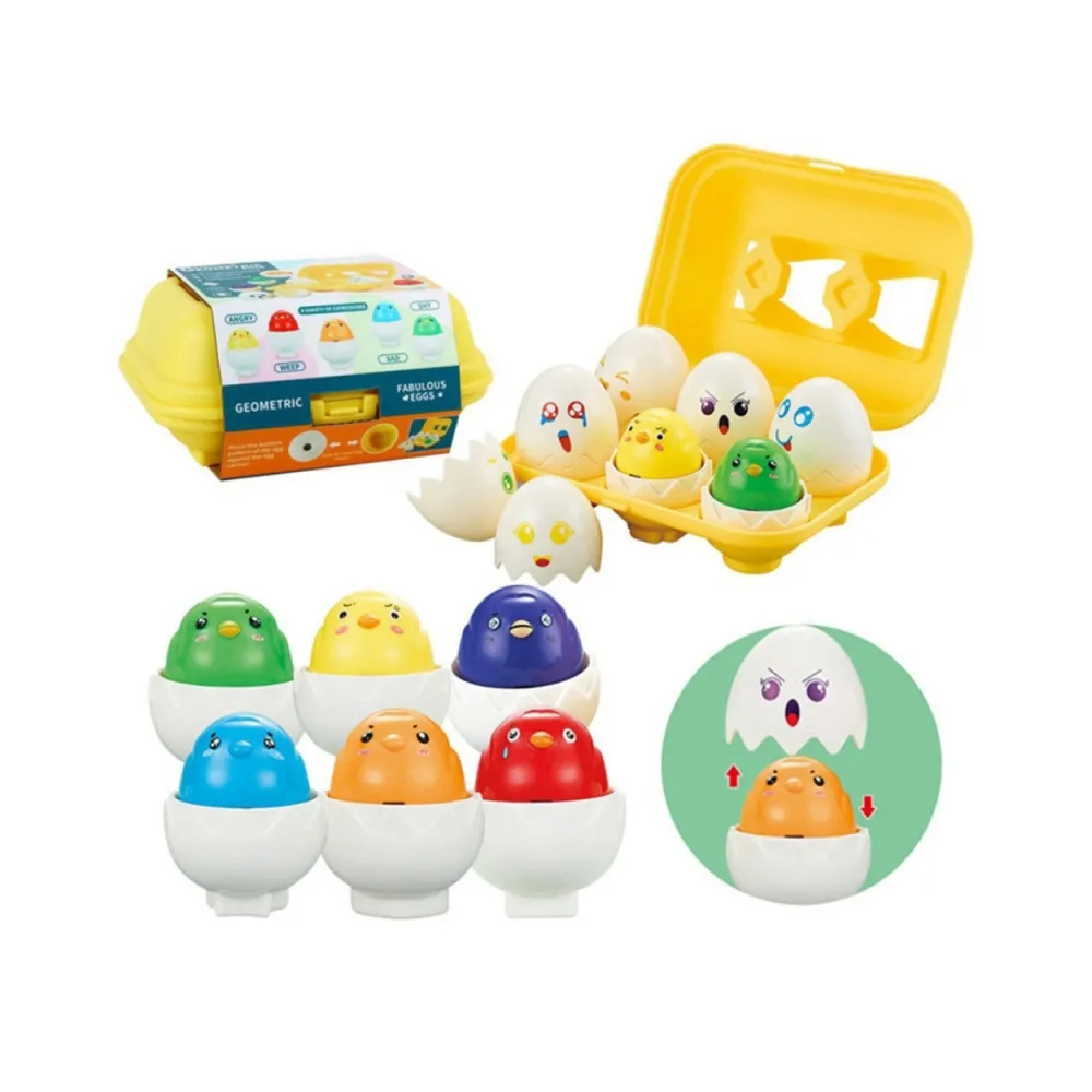 WOOPIE Układanka Sorter Montessori Dopasuj Kształty Wesołe Kurczaczki Jajka 6szt