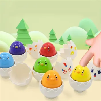 WOOPIE Układanka Sorter Montessori Dopasuj Kształty Wesołe Kurczaczki Jajka 6szt