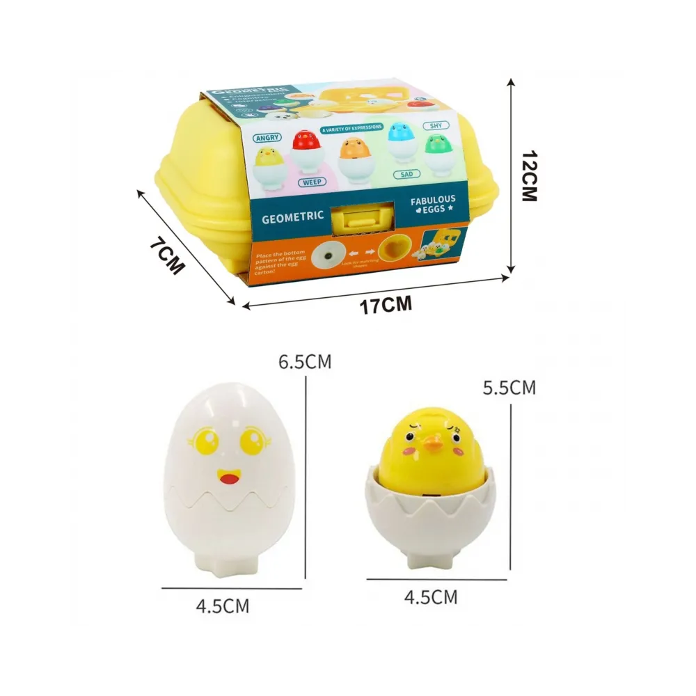 WOOPIE Układanka Sorter Montessori Dopasuj Kształty Wesołe Kurczaczki Jajka 6szt