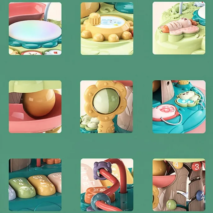 Kolorowe drzewko z dźwiękami zwierząt i efektem świetlnym.