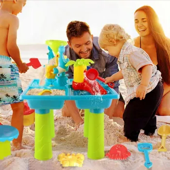 WOOPIE Stolik Wodny 2w1 Piaskownica z Krzesełkiem XL Aquapark 4-Baseny 13 akcesoriów