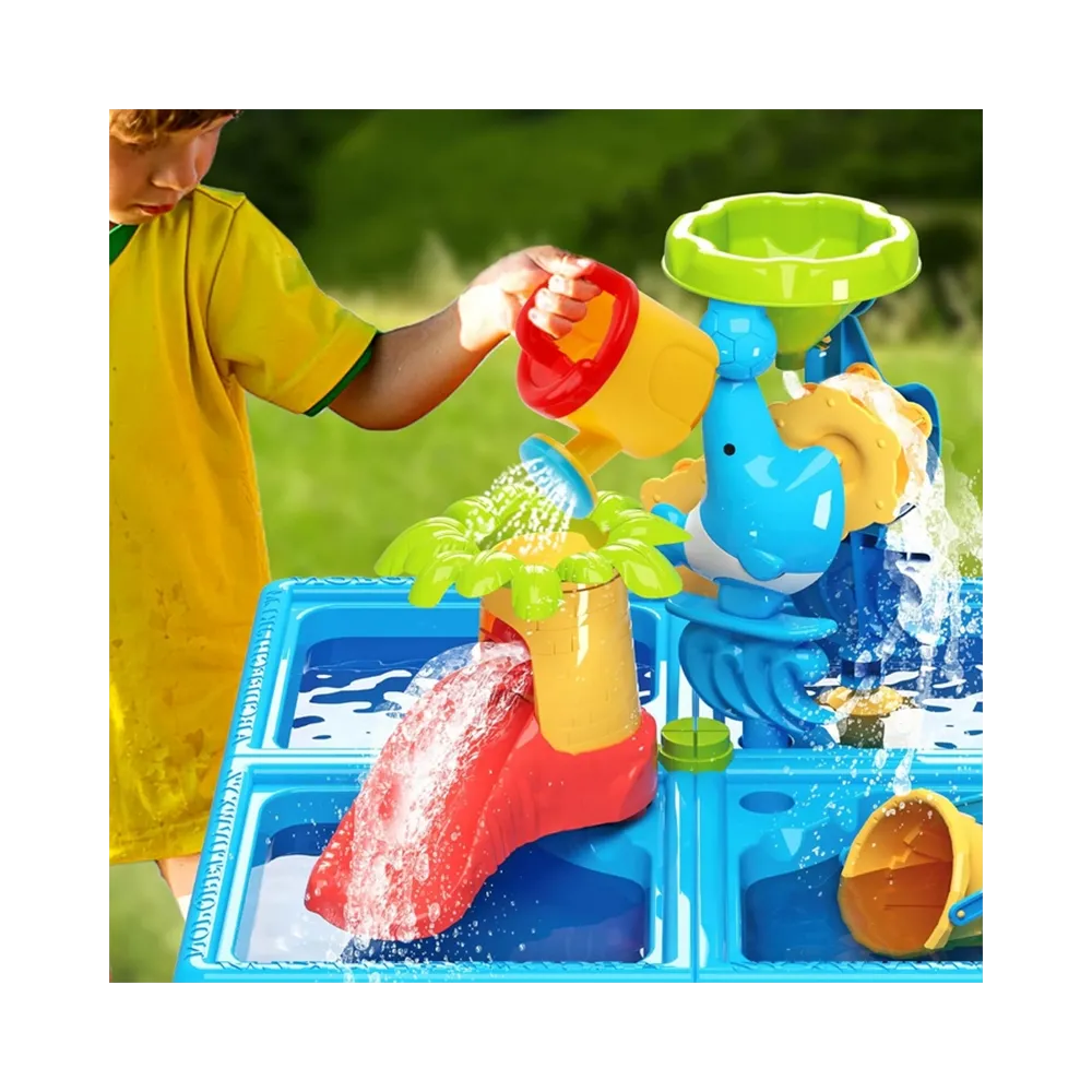 WOOPIE Stolik Wodny 2w1 Piaskownica z Krzesełkiem XL Aquapark 4-Baseny 13 akc.