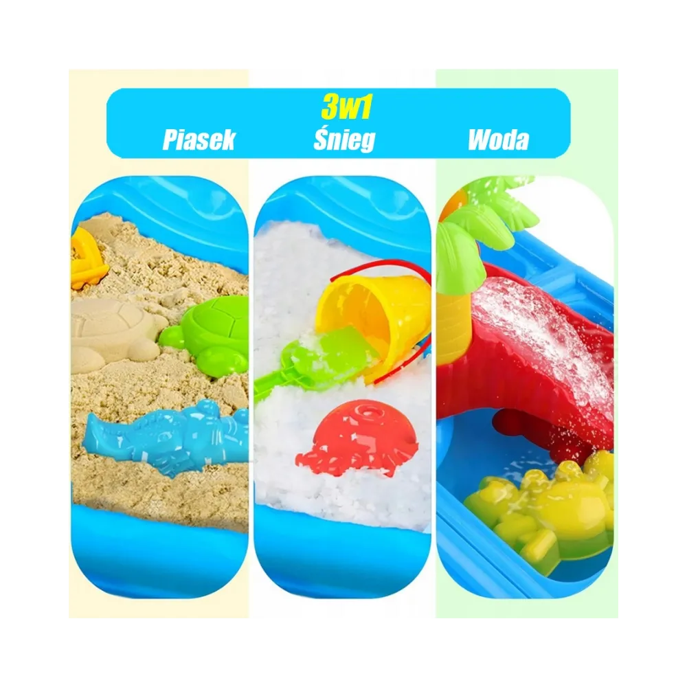 WOOPIE Stolik Wodny 2w1 Piaskownica z Krzesełkiem XL Aquapark 4-Baseny 13 akc.