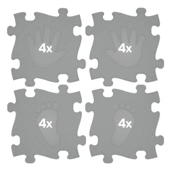 WOOPIE Mata Sensoryczna Ortopedyczna Puzzle Ręce i Nogi 16 el. - Kolor Szary