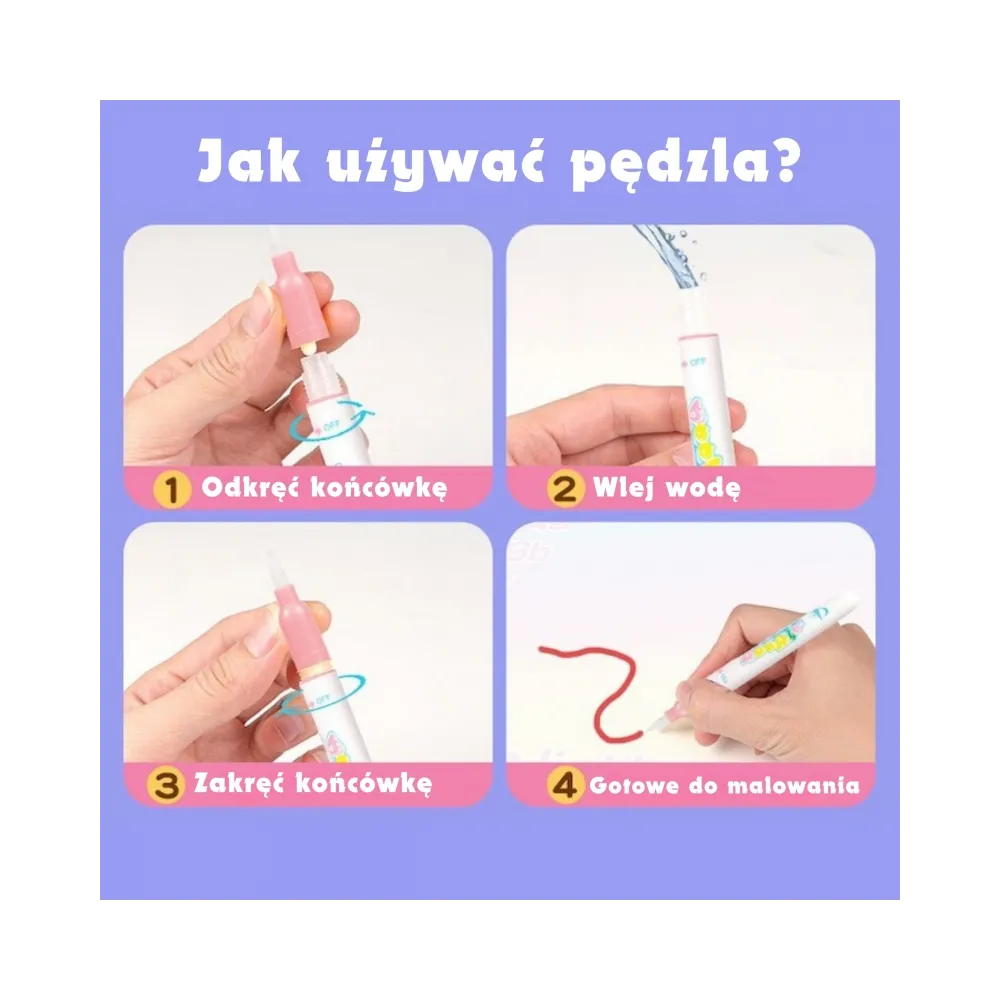 Wielofunkcyjna mata do rysowania wodą i światłem UV dla dzieci