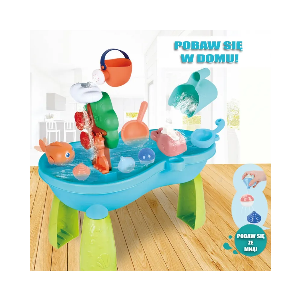 WOOPIE Stolik Wodny 2w1 Piaskownica Wodospad 10 el.