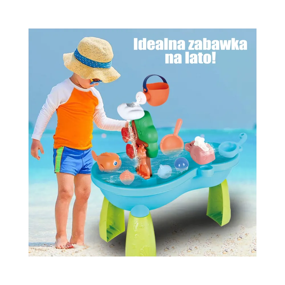 WOOPIE Stolik Wodny 2w1 Piaskownica Wodospad 10 el.