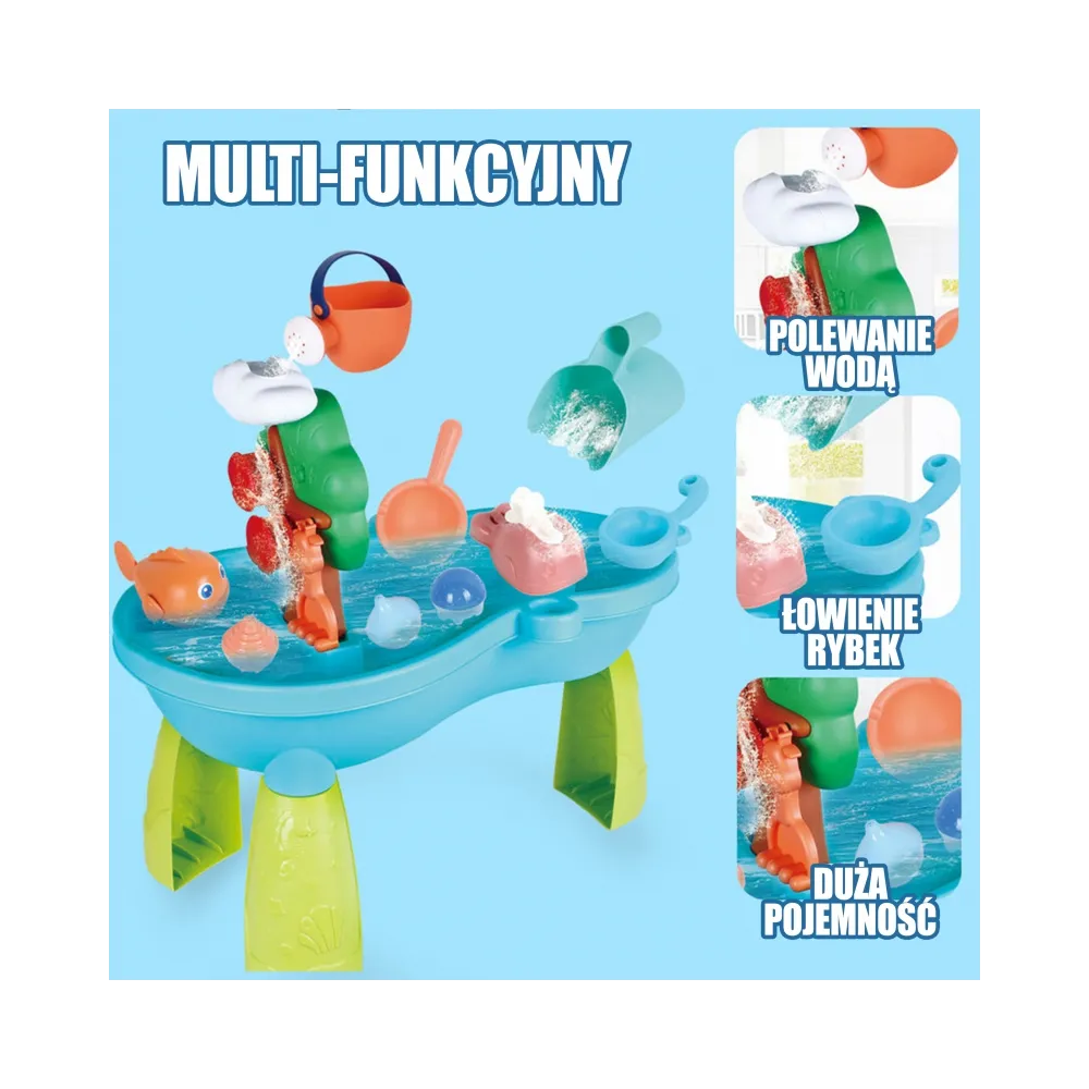 WOOPIE Stolik Wodny 2w1 Piaskownica Wodospad 10 el.