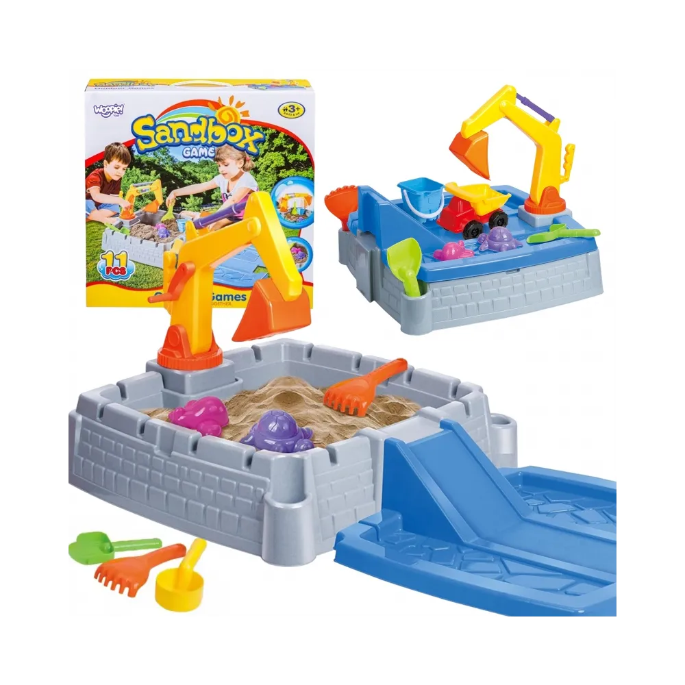 WOOPIE Przenośna Piaskownica Zamek Zamykana + 9 akc.