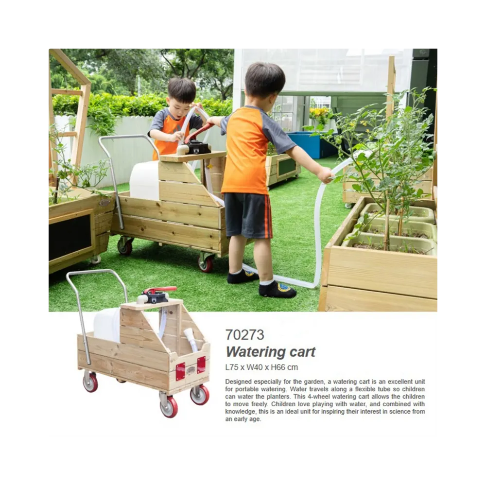 CLASSIC WORLD EDU Drewniany Wózek na Wodę do Podlewania + Wąż