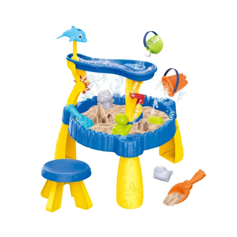 WOOPIE Stolik Wodny XL z Krzesełkiem 2w1 Piaskownica Delfinek 12el.