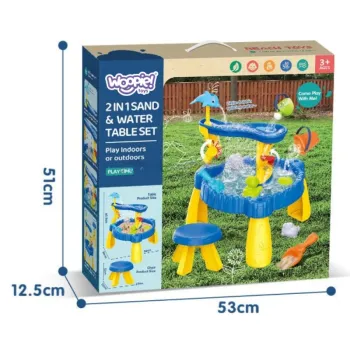 WOOPIE Stolik Wodny XL z Krzesełkiem 2w1 Piaskownica Delfinek 12el.