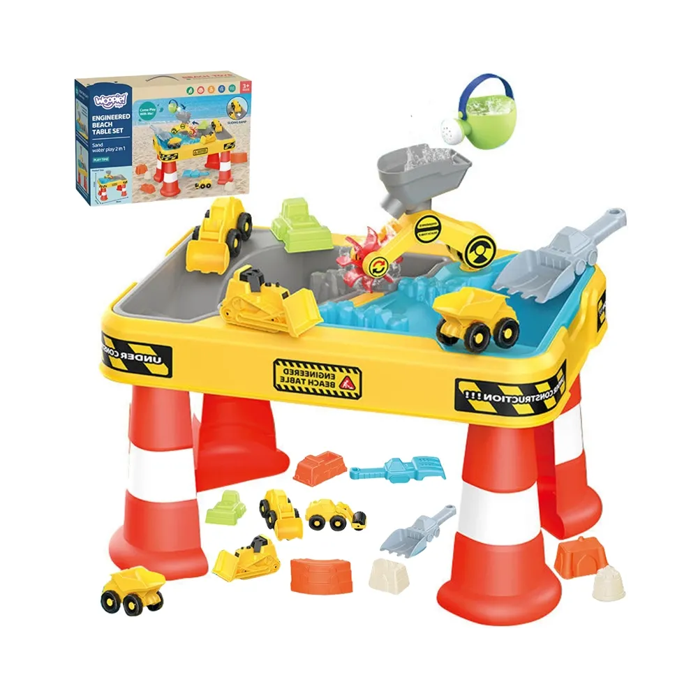 WOOPIE Stolik Wodny 2w1 Piaskownica Plac Budowy + 4 Autka 12el.