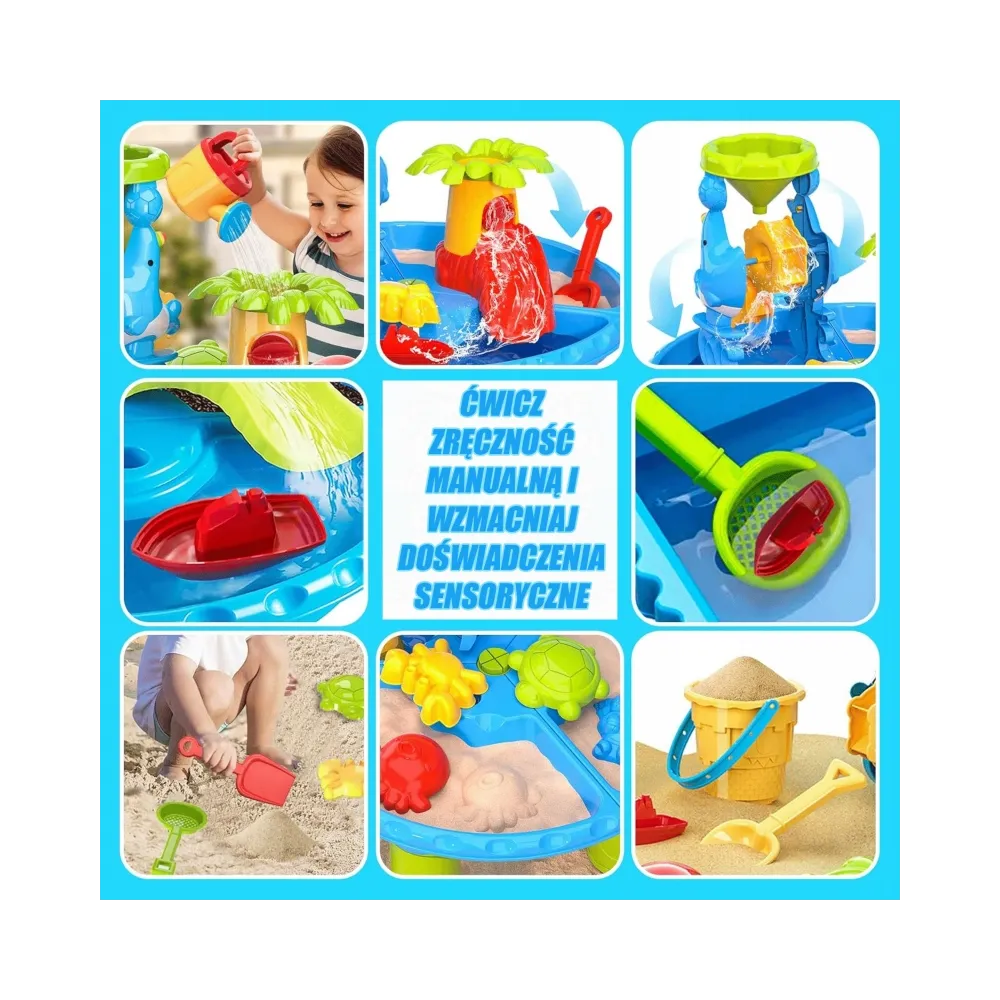 WOOPIE Stolik Wodny 2w1 Piaskownica z Krzesełkiem Aquapark z Delfinem