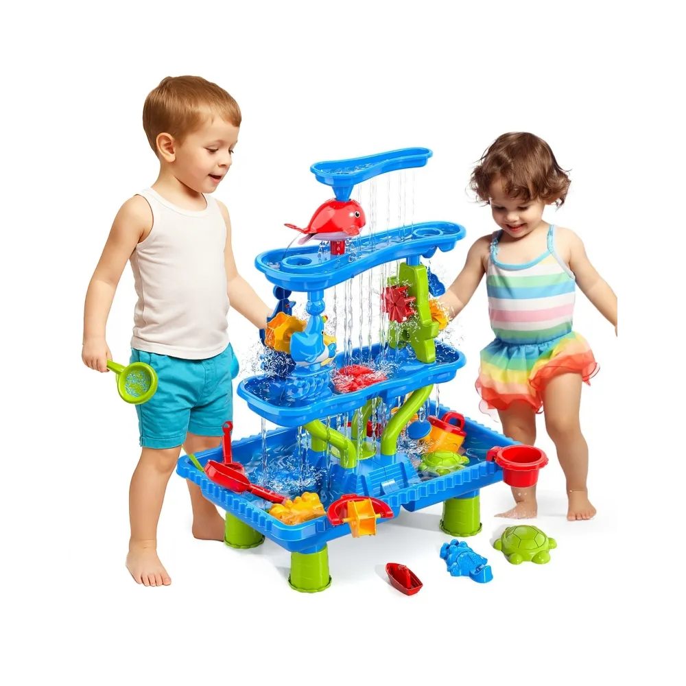 WOOPIE Stolik Wodny 4w1 Piaskownica Wodospad XL 4-Poziomowy Delfin