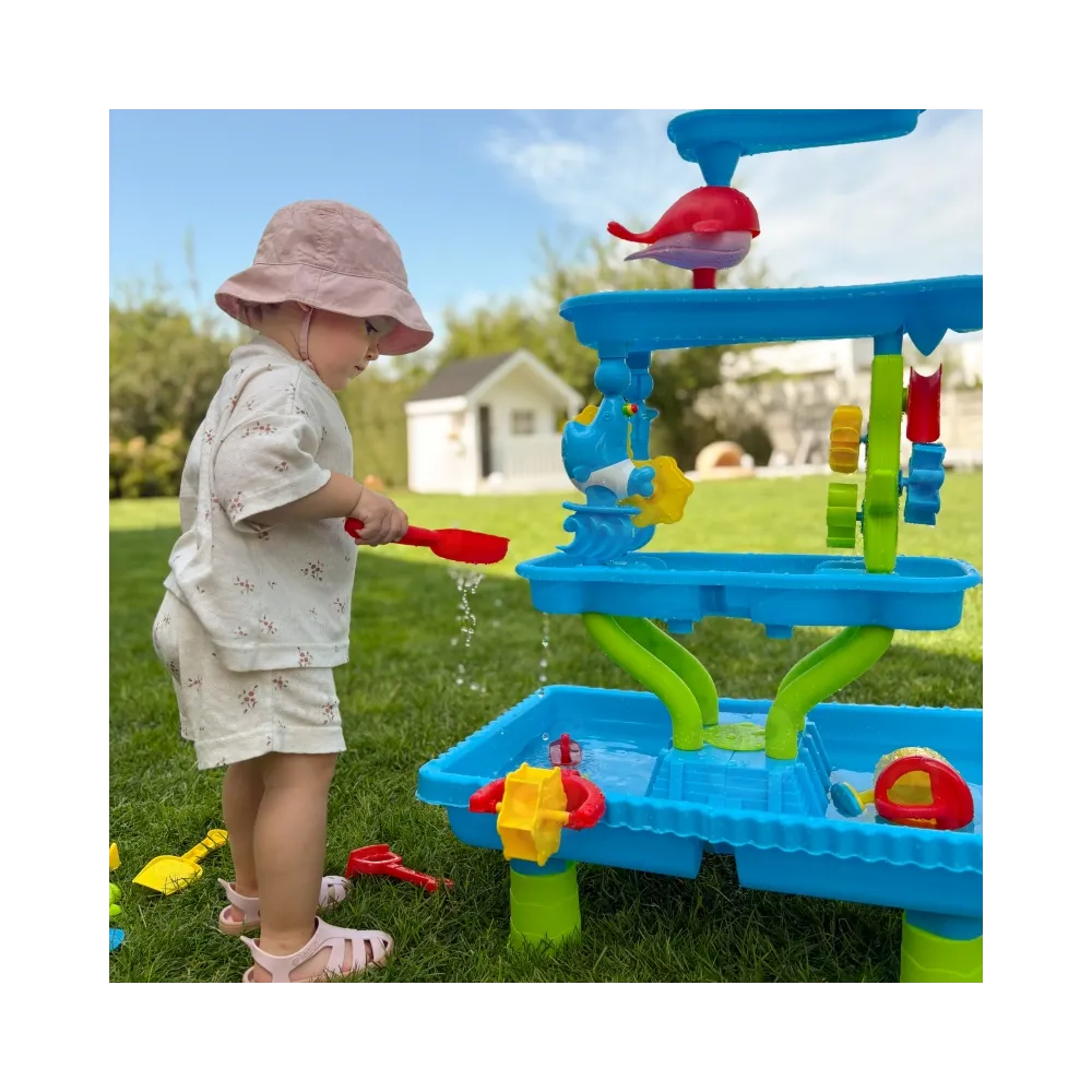 WOOPIE Stolik Wodny 4w1 Piaskownica Wodospad XL 4-Poziomowy Delfin
