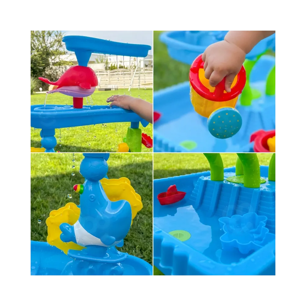 WOOPIE Stolik Wodny 4w1 Piaskownica Wodospad XL 4-Poziomowy Delfin