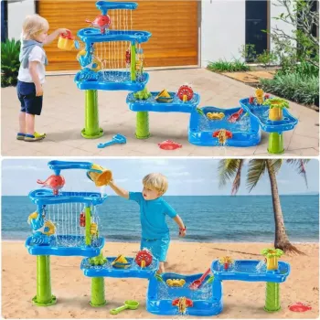 WOOPIE Ogromny Aquapark Stolik Wodny 6w1 Piaskownica Wodospad Tor Wodny 6-poziomowy Modułowy