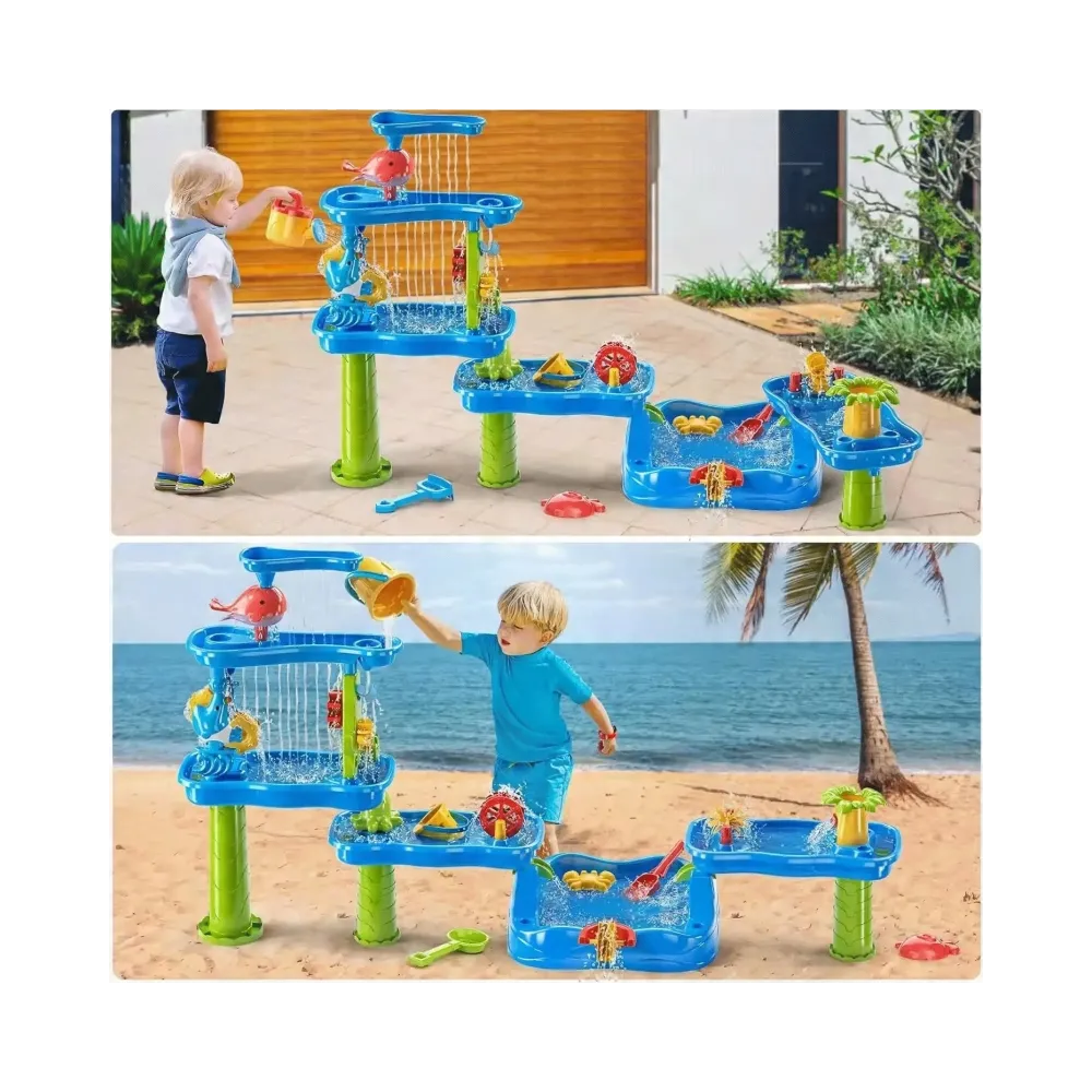 WOOPIE Ogromny Aquapark Stolik Wodny 6w1 Piaskownica Wodospad Tor Wodny 6-poziomowy Modułowy