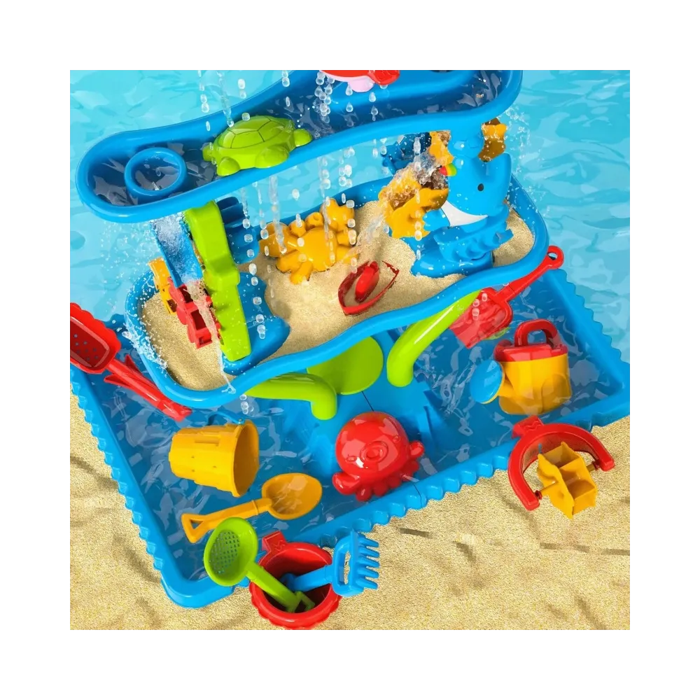 WOOPIE Ogromny Aquapark Stolik Wodny 6w1 Piaskownica Wodospad Tor Wodny 6-poziomowy Modułowy