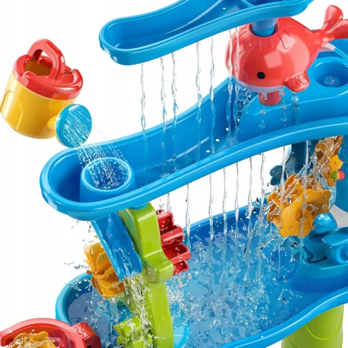 Dynamiczna zabawa z obrotowymi kołami wodnymi