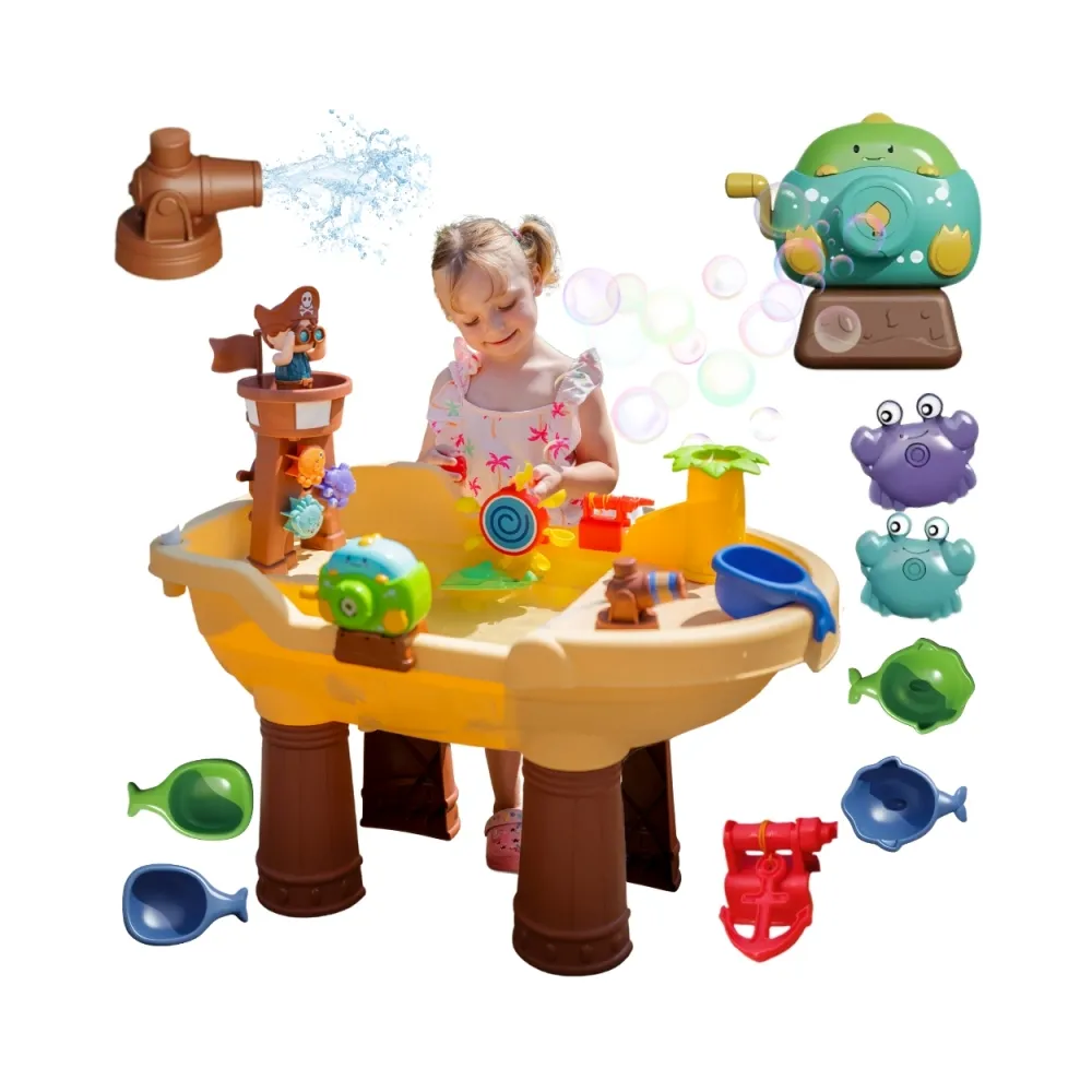 WOOPIE Stolik Wodny 2w1 Piaskownica Statek Piracki XL z Maszyna do Robienia Baniek Mydlanych